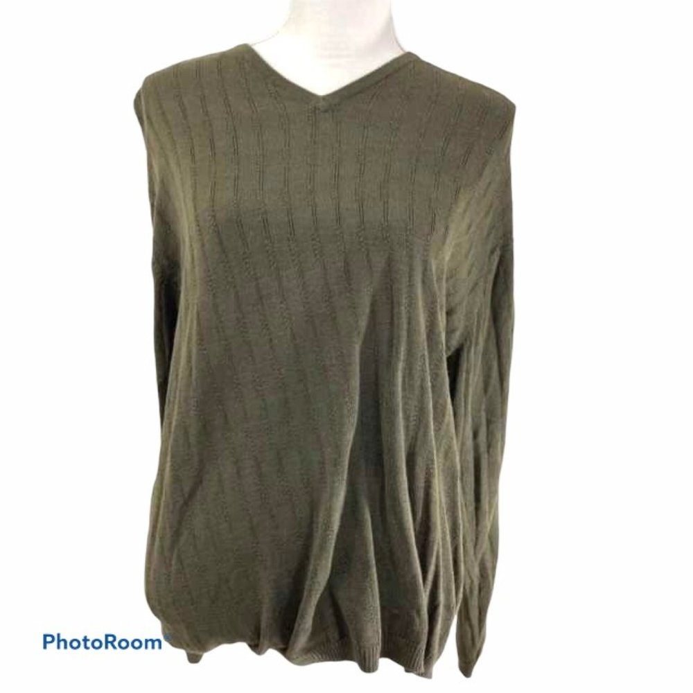 Perry Ellis Men's Sz L  Sweater Green Silk